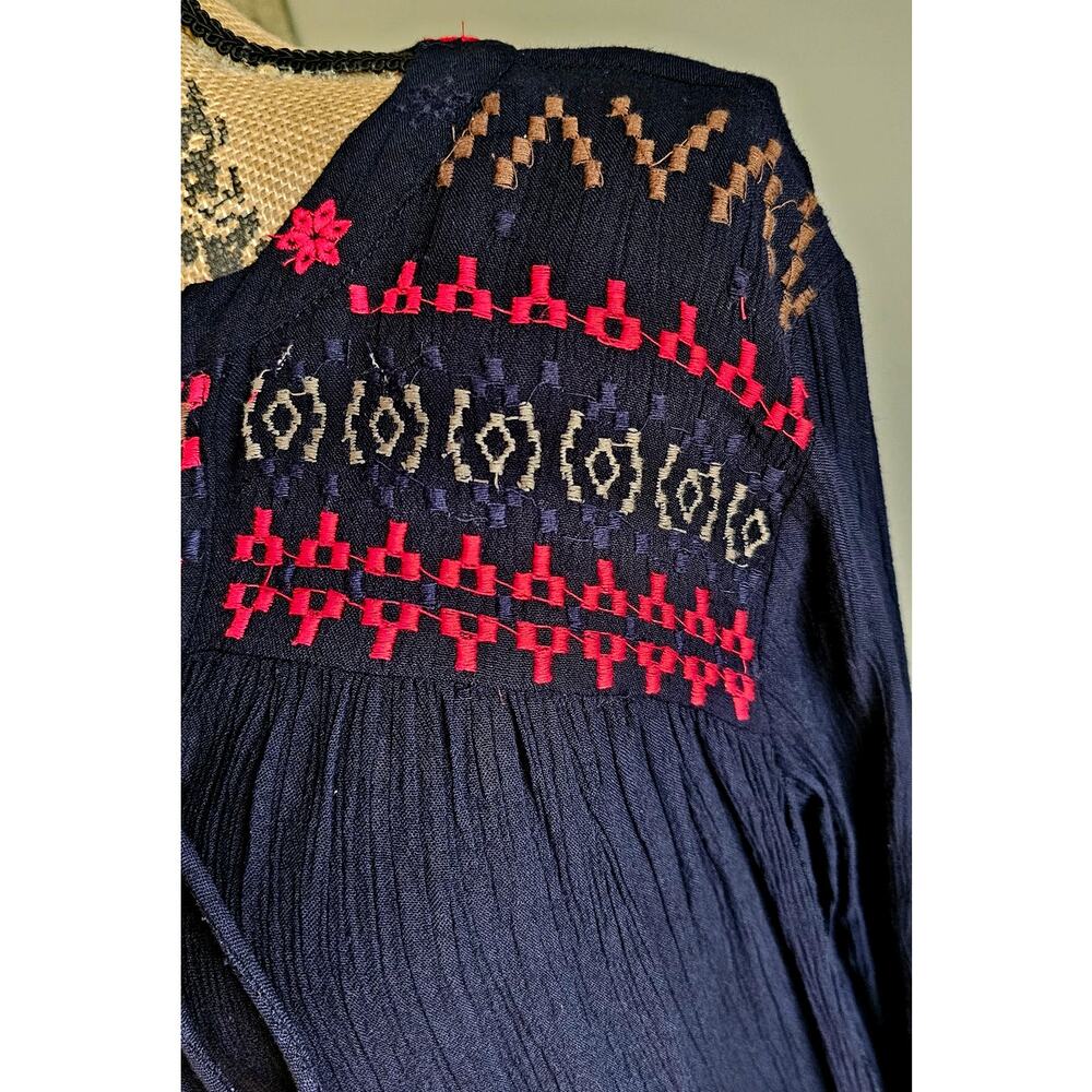 Anthropolgie Hazel Dress Embroidered Peasant Flowy, Boho 100% Viscose Aztec Sz S - Picture 4 of 15